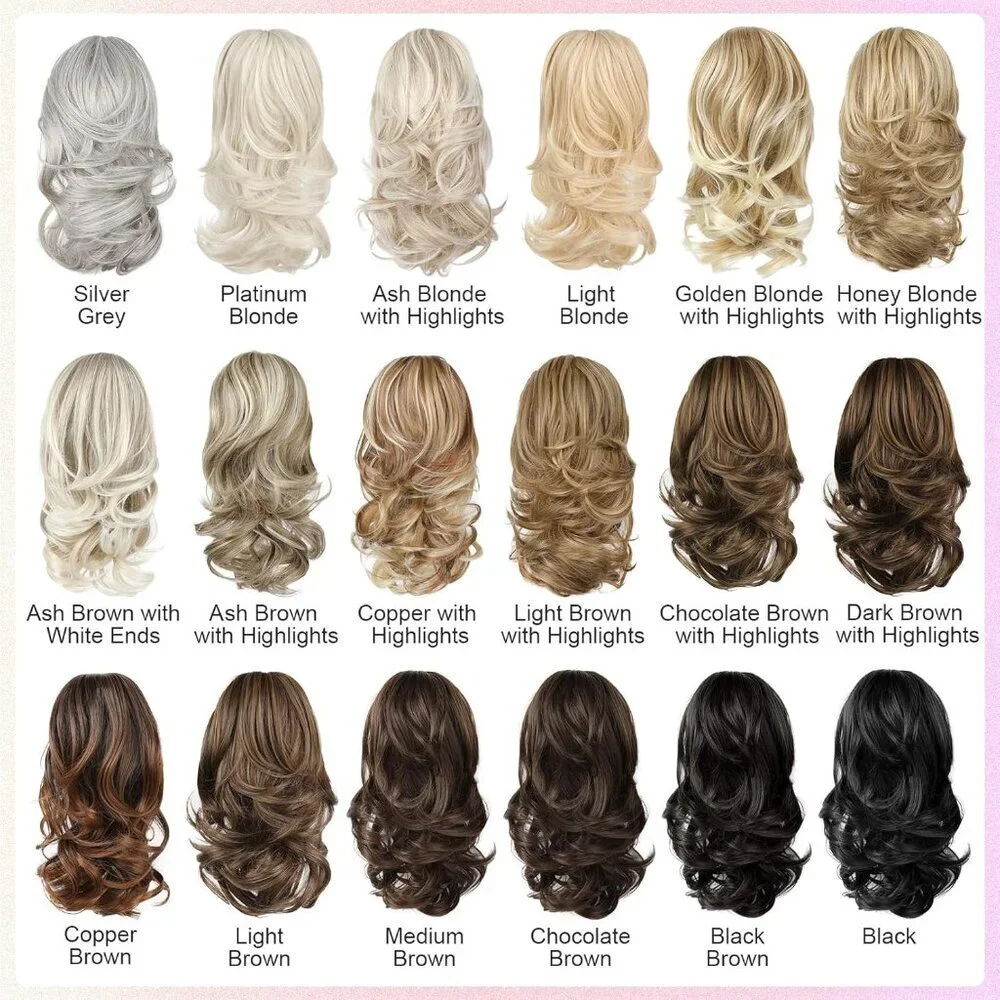 Ponytail Extension Vegan Fiber 14Wavy Layered Clip-In Hair Piece for Women